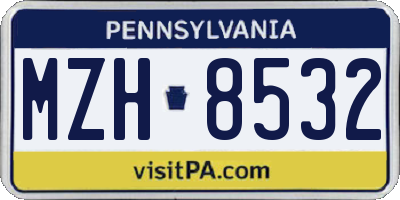 PA license plate MZH8532