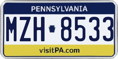 PA license plate MZH8533