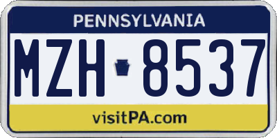 PA license plate MZH8537