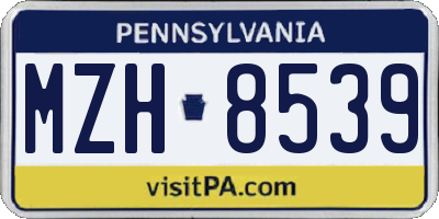 PA license plate MZH8539