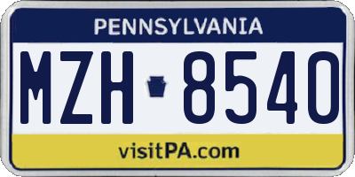 PA license plate MZH8540