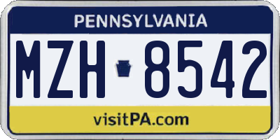 PA license plate MZH8542