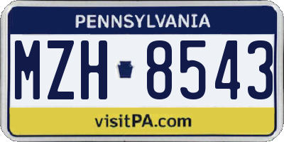 PA license plate MZH8543