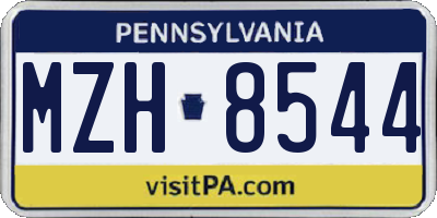 PA license plate MZH8544