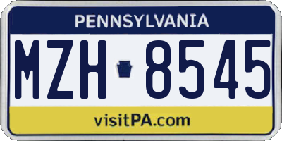 PA license plate MZH8545