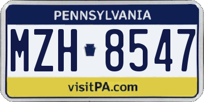 PA license plate MZH8547