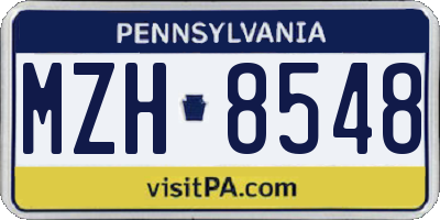 PA license plate MZH8548