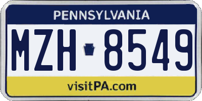 PA license plate MZH8549