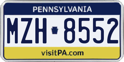 PA license plate MZH8552