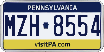 PA license plate MZH8554