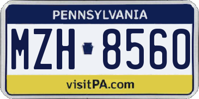 PA license plate MZH8560