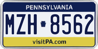 PA license plate MZH8562