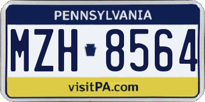 PA license plate MZH8564