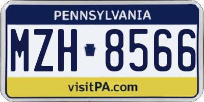 PA license plate MZH8566