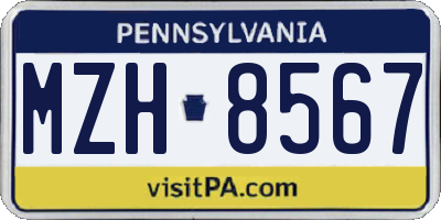 PA license plate MZH8567