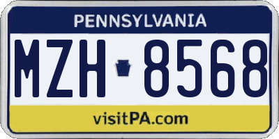 PA license plate MZH8568