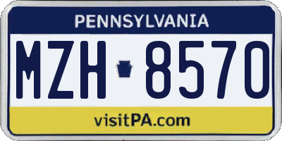 PA license plate MZH8570