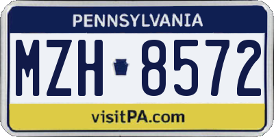 PA license plate MZH8572