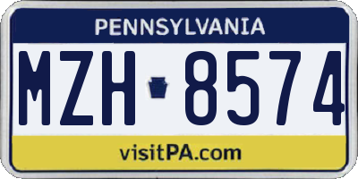 PA license plate MZH8574