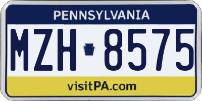 PA license plate MZH8575
