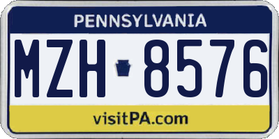 PA license plate MZH8576