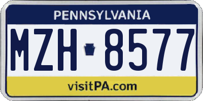 PA license plate MZH8577