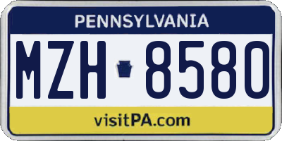 PA license plate MZH8580