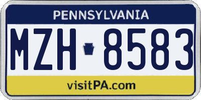 PA license plate MZH8583