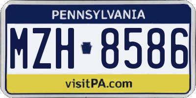PA license plate MZH8586