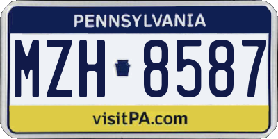 PA license plate MZH8587