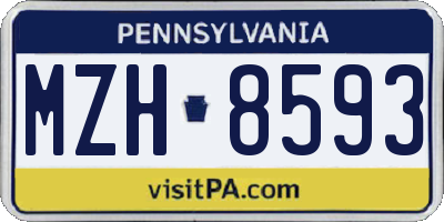 PA license plate MZH8593