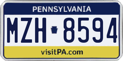 PA license plate MZH8594