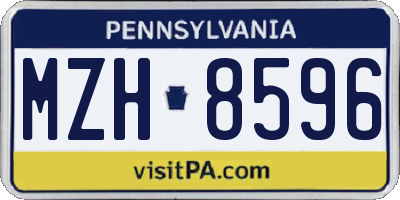 PA license plate MZH8596