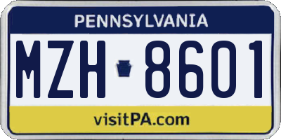 PA license plate MZH8601