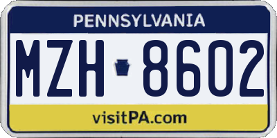 PA license plate MZH8602