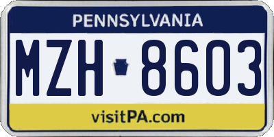 PA license plate MZH8603