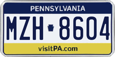 PA license plate MZH8604