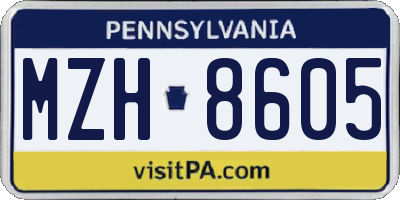 PA license plate MZH8605