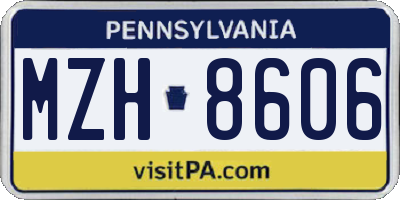 PA license plate MZH8606