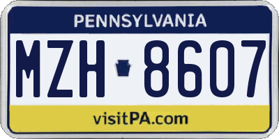 PA license plate MZH8607