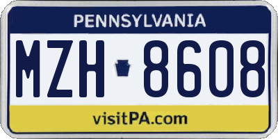 PA license plate MZH8608
