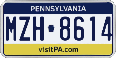 PA license plate MZH8614