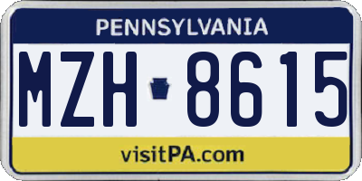 PA license plate MZH8615