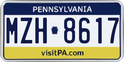 PA license plate MZH8617