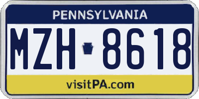 PA license plate MZH8618
