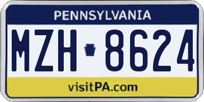 PA license plate MZH8624