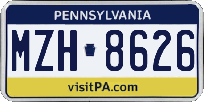 PA license plate MZH8626