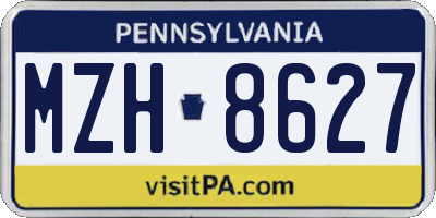 PA license plate MZH8627