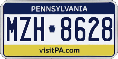 PA license plate MZH8628