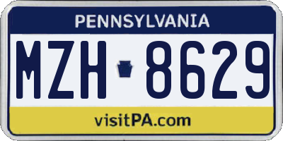 PA license plate MZH8629